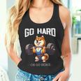 Go Hard Or Go Home 柴犬 犬 ウエイトリフティング フィットネス ジム タンクトップ