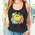 かわいいスマイルフェイス 花 ハッピーフェイス 花 ハート キッズ ガールズ タンクトップ