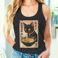 かわいい猫とラーメン麺 日本のアニメ漫画 タンクトップ