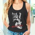 エレキギターを弾くロックキャット 面白い猫ニャーパロディショー タンクトップ