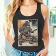 エレキギターを弾く日本の侍猫 浮世墨アート タンクトップ