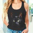 オリエンタル ショートヘア 猫 リアルなフェイスアート ブラック タンクトップ