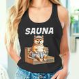 サウナauna さうな 整う アウトドア 焚火 おもしろ 犬 柴犬好き 柴犬 名言 文字 面白い ふざけた ネタ タンクトップ