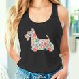 スコティッシュテリア水彩フラワーデザイン。 タンクトップ