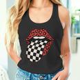 チェック 舌 赤 ヒョウ 唇 レース タンクトップ