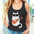 ネコとギター 猫とサングラス ネコ好き 猫飼い アコースティックギター エレキギター 音楽家 バンド ネコ 猫 タンクトップ