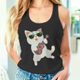 ハワイアンウケ猫遊びウクレレバッジポケット タンクトップ