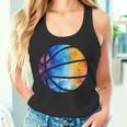バスケットボールのシルエットカラフルな水彩画 タンクトップ