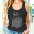 ポケットにいるパグ かわいい愛犬デザイン 犬愛好家、ペットオーナー向け タンクトップ