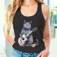 ミュージシャン ロシアンブルー猫 ギタリスト 猫とギター タンクトップ