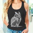 ラインアート 鳥・鳥類学者 オオツノフクロウ タンクトップ