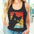 レトロな黒猫、ヴィンテージスタイルの黒猫。 タンクトップ