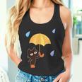大人かわいい絵本の猫 雨の日 タンクトップ