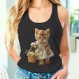 子猫、茶トラ、かわいい、おもしろい、癒し、花かご、ワンピース、可愛い、花束 タンクトップ