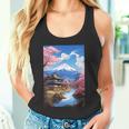寺と富士山のある日本の風景 タンクトップ