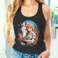 馬のファンのためのアニメガールの象徴的な乗馬デザイン。 タンクトップ