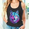 鮮やかなマルチカラーオオカミ タンクトップ