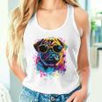 Pug Dog Lovers カラフル ポップアート パグ 長袖tシャツ タンクトップ