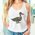 「鴨フラージュ」かも カモフラージュ 迷彩 ダジャレ 駄洒落 動物 鳥 カモ 鳧 カムフラージュ 兵士 軍隊 軍人 国防 タンクトップ