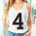【バックプリント・背中側】4 数字 背番号 ユニフォーム ナンバー【ブラック／黒の文字】スポーツ 野球 サッカー 部活 タンクトップ