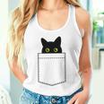 【ポケットから覗くネコ】黒猫 にゃんこ 猫好き 猫 可愛い ネコ 子猫 ネコ好き 面白い 変な 遊び心 ネタ ウケ狙い タンクトップ