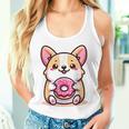 かわいいコーギーのドーナツを持つ漫画の犬愛好家アートキッズ。 タンクトップ
