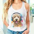 ゴールデンドゥードル、ヘッドフォン、犬、動物プリント タンクトップ