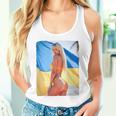 セクシーガールグラフィックtシャツ 「モダンピンナップガール&ウクライナ国旗2」 長袖tシャツ タンクトップ