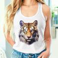タイガー アニマル プリント グラフィック デッサン アートワーク フェイス トラ タンクトップ