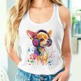 チワワの恋人 ポップアート ヘッドフォンを着て おもしろい チワワ 長袖tシャツ タンクトップ