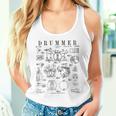 ドラムセットキット ヴィンテージ パテントドラマー ドローイングプリント タンクトップ