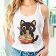 ヌードルキャット黒猫ラーメンデザイン タンクトップ