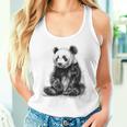 パンダ アニマルプリント グラフィック デッサン アート 絵画 パンダ タンクトップ