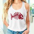 ピラニアスケルトン。魚の頭蓋骨と骨の様式化されたデザイン。 タンクトップ