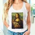 モナ・リザとオレンジ色の猫 面白いアートの絵 タンクトップ
