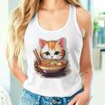 ラーメンを食べている子猫 タンクトップ