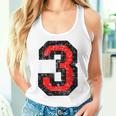 数字 3 ヴィンテージブラック&レッド タンクトップ