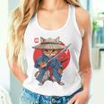 日本の侍 猫戦士 浮世侍 バックプリント タンクトップ