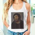 猿のイエスの絵、台無しにされたキリスト、フレスコ、ボッチドアートミーム。 タンクトップ