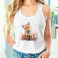 笑顔 水彩 キツネ 森林 動物 タンクトップ