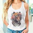 花柄 水彩 虎 花 王冠 虎好き タンクトップ