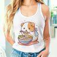 面白いモルモット 箸でラーメンを食べる アニメ 長袖tシャツ タンクトップ