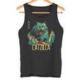 Catzilla ビンテージ 面白い かわいい 猫 アート タンクトップ