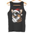 Corgi サンタハット 面白い かわいい 犬 ママ お父さん クリスマス 長袖tシャツ タンクトップ