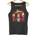 Long Haired Curvy Mexican Chibi Zarape Roses Mexican Pride タンクトップ