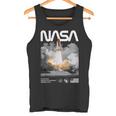 Nasa スペースシャトル打ち上げカラーの黒と白のワームロゴ タンクトップ