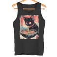 かわいい 黒猫 ラブ ラーメン カワイイ ねこ アニメ 日本語 タンクトップ