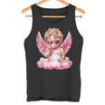 かわいいキューピッド吹くバブルガムサングラスバレンタインデー。 タンクトップ