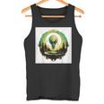 かわいいグリーンエイリアンヘッドufoスペースフェイス タンクトップ