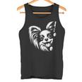 かわいい覗くパピヨン犬のグラフィック デザイン タンクトップ